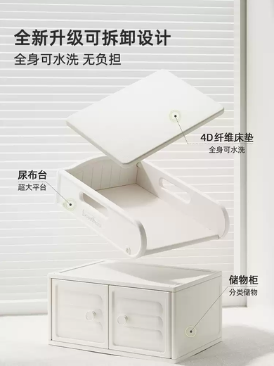 HOBBY TREE Hobby Tree crib bay window diaper table removable newborn care table touch diaper changing multi-functional integrated bay window diaper bed + 4D fiber milk pad Fubai