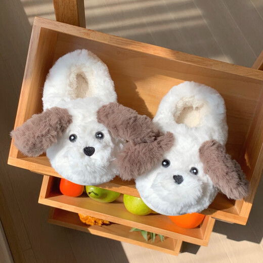 Thin strips (XIXITIAO) cute children's plush cotton slippers winter non-slip warm parent-child shoes ins style all-inclusive model_off-white 24-25 (inner length about 16.5cm)