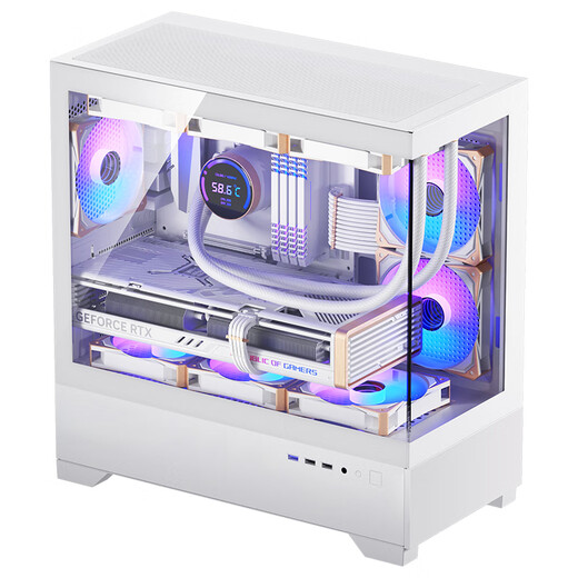 爱国者（aigo）W60 白色 游戏电脑台式主机箱 支持360水冷 M-ATX主板/四面快拆/270°海景房/支持4090显卡
