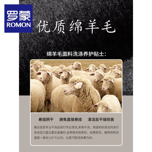 ROMON lapel double-sided velvet coat men's woolen woolen coat short jacket men's autumn and winter British style thickened fashion dark gray (removable goose down lining) L (125-135Jin Jin equals 0.5kg)