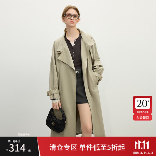 Versailann Design Stand Collar Windbreaker Women's 2025 Spring New Mid-Length Loose Casual British Style Jacket Bean Gray Green S