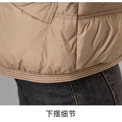 Hengyuanxiang 2025 Winter Down Cotton Korean Style Stand Collar Vest New Mom Fashion Loose Warm Thickened Outer Jacket Khaki XL