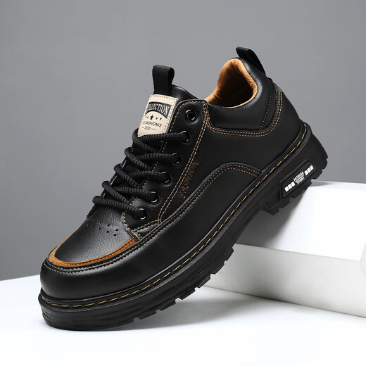 
Huilijun retro work boots men's shoes 2025 men's trendy waterproof and non-slip Martin boots wear-resistant fashion British work shoes 9193 black 39