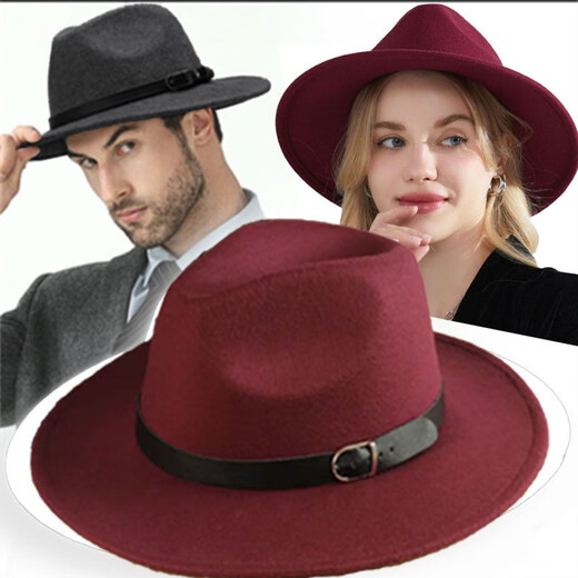 MANQIMEIYA retro British style woolen felt hat unisex old Shanghai gentleman flat brim jazz hat retro versatile top hat for women British style gentleman top hat - black one-size-fits-all adjustable rope