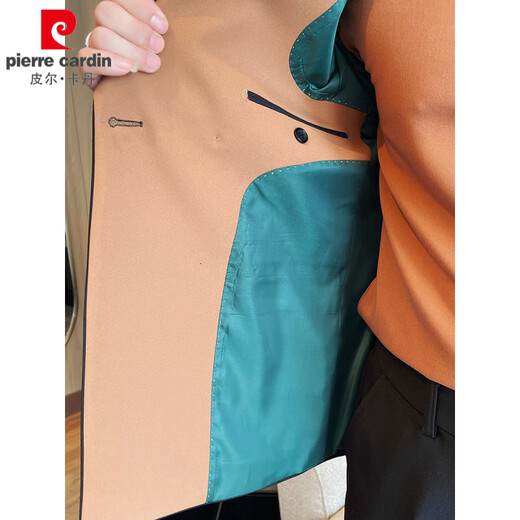 Pierre Cardin double-breasted color-blocked suit for men, high-end, slim, business casual, versatile groom's wedding suit, two-piece suit, white suit + trousers 3XL (155-165Jin Jin equals 0.5kg)