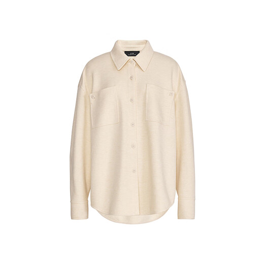 AUM (AUM) easy suit AUM 2025 winter new blended double-sided knitted fabric lapel shirt trousers off-white bottoms M