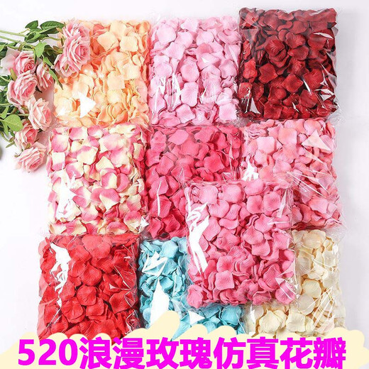 Shouli Romantic Manufacturing Simulation Rose Petals Wedding Confession Decoration Spreading Flowers Valentine’s Day Proposal Manufacturing Romantic Wedding Room Romantic Big Red-1 Pack/100 Pieces