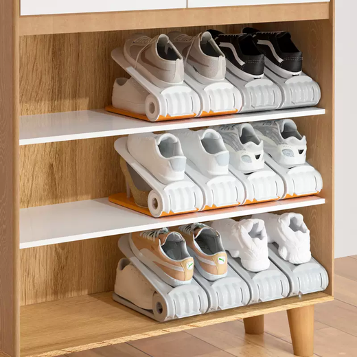 Yusenyi space-saving shoe storage artifact shoe box storage box transparent shoe cabinet partition for shoe box folding shoe rack (cute orange - can hold 16 pairs of shoes) 16 pieces (cute orange - can hold 16 pairs of shoes) 16 pieces 10x26x7cm 10 pieces 10x26x7cm
