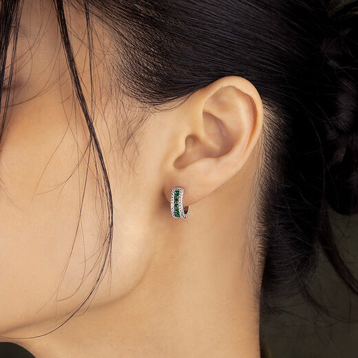 APM Monaco Green Pave Hoop Earrings Girls Silver Earrings Women's Birthday Gifts 2025 New Green Pave Hoop Earrings