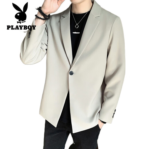 Playboy (Playboy) Jaqueta de traje de color caqui Spring para hombres 2025 Nuevo tops de la marca de moda masculina Traje primavera y chaqueta de otoño Black M