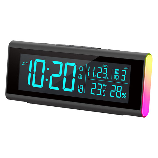 Hanshi (Hense) high-definition large digital electronic clock desktop Bluetooth automatic time electronic watch desktop clock temperature and humidity alarm clock date display desk clock placement type HA6003 black