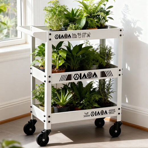 LAOA old A industrial style mobile trolley storage rack trolley three-layer tool trolley cream white LA125303