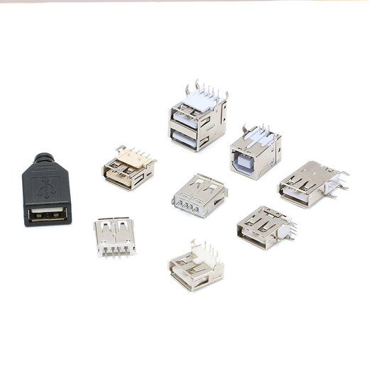 YourCeeType-Type A/Type B USB connector socket female socket male patch pin sinking plate soldering wire connector charging port USB-A female 10.0_four-pin patch_curling No Specifications