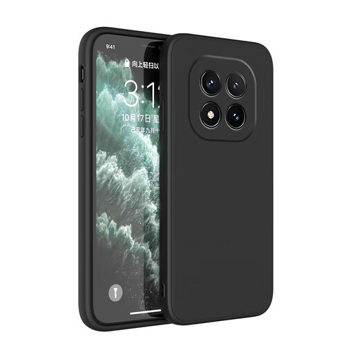 Suitable for Redmi Note15 mobile phone case, new Xiaomi RedmiNote15pro+ protective cover 5G liquid silicone straight edge all-inclusive soft shell anti-fall shell por couple men and women classic black single shell Redmi Note 15Pro