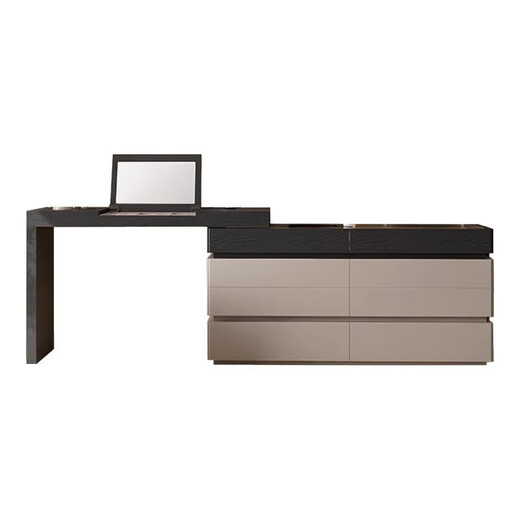 KSALOY Italian-style dresser with flip cover for small apartment bedroom dresser with drawer and integrated cabinet retractable bedside jewelry storage cabinet with flip cover dresser + 1.2M cupboard + round stool 120cm flip dresser with password lock drawer