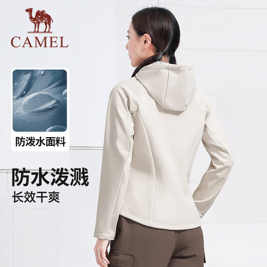 Camel (CAMEL) Hooded Jacket Women's Velvet Soft Shell Long Sleeve Jacket Sportswear Y24CA0L6630S Oak Gray M