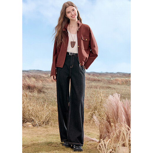 Baitu Betu Frauenkleidung 2025 Herbst neue Kurzjacke Temperament Trendy Arbeit Taschenjacke für Frauen 2509T15 Rost Red M (Rusty Red Pre-Sale 09/21 Sendung)