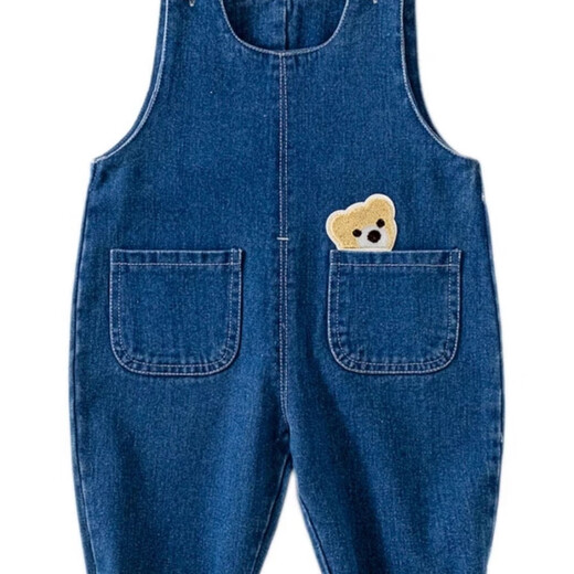 G.DUCKKIDS baby denim overalls spring and autumn one-year-old boys and girls fashionable and cute jumpsuits children pp pants baby pants blue 80