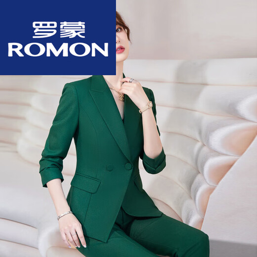 Luo Meng Peacock Blue Suit Women's Spring and Autumn New High-end Fashion Temperament OL Professional Wear Formal Large Size Suit Work Peacock Blue Suit Peacock Blue Pants L