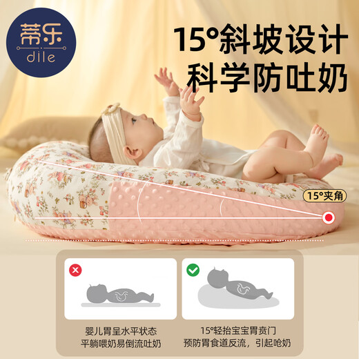 Tile Baby Incline Pillow Anti-vomiting Nursing Pillow Incline Cushion Pillow Newborn Soothing Pillow Cushion Breastfeeding Artifact Ike Panda (Type A Double Sided) 72*53cm-Removable and Washable 0-1 Years Old