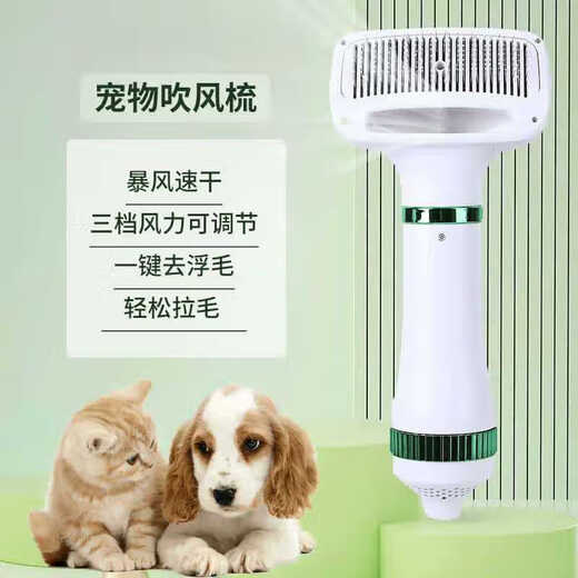 Dog and cat quick-drying fluffy comb pet smart electric hot air comb dog and cat air-drying and hair removal all in one champagne gold