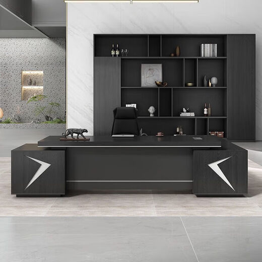 Boss desk office desk and chair combination supervisor desk executive desk new Chinese style office furniture simple manager desk president desk including installation 1.8 meters thickened table + single side cabinet