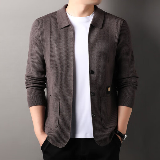 Men's sweater jacket autumn and winter new trend men's casual solid color simple top CGf autumn knitted cardigan jd camel L recommended 115Jin Jin equals 0.5kg -130Jin Jin equals 0.5kg