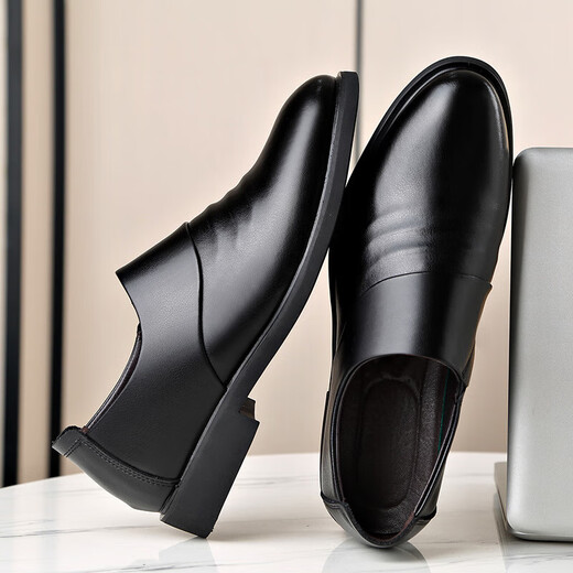 Spring and Autumn New Product Soft Leather Inner High-Height Business Official Casual Leather Shoes Men's Security Professional Baita Breathable Men's Leather Shoes Black Inner High-Height 6190 40