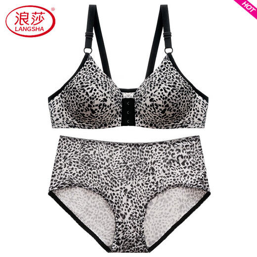 LangSha Leopard Print Front Button Large Size Sexy, Comfortable and Breathable Women's Underwear Push-Up Sagging Bra Top Supporting Secondary Breast Bra Gold (Single Pack) 80B 36C Suitable for 95Jin Jin is equal to 0.5kg within