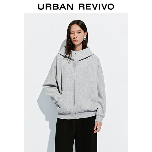 
UR2025 autumn new women's casual daily hooded zipper ultra-loose jacket UYY150093 medium gray flower gray (slightly loose) M (M-L)
