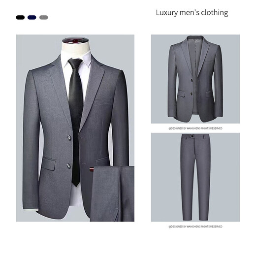 Lilang Spring and Autumn Suit Men's Business Formal Jacket Work Suit Casual Suit Slim Young and Middle-aged Men's No Ironing Dark Gray M