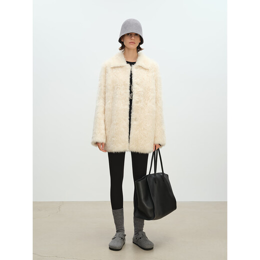 MSBEAST Beast Miss Imported Tuscan Fur Coat Women's Silhouette Lamb Fur Grass丨Search for Simple Landscape White M