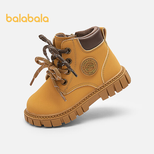 Balabala children's boots Martin boots for girls and boys 2025 new autumn and winter plus velvet short boots trendy rhubarb boots 209425141222