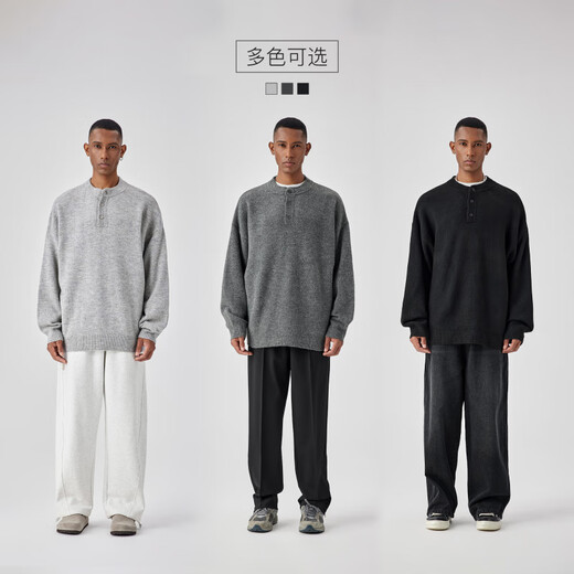 BODYDREAM Henry collar sweater men's winter machine washable sweater lazy neutral style sweater floral gray (one size larger) S 120Jin Jin is equal to within 0.5 kg