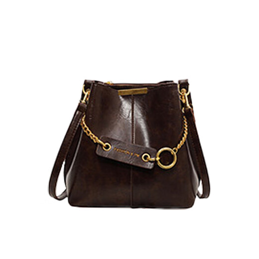 Marie Claire Light Luxury Bag Women's 2025 Women's Bucket Bag Shoulder Bag Anniversary Birthday Gift for Wife Coffee Color Brand Gift Box