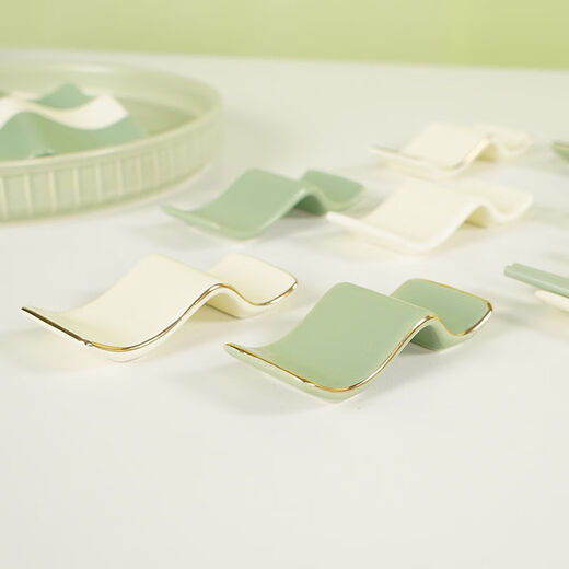 ORANGE KING cream style chopstick holder light luxury gold rim chopstick holder dual-purpose public chopstick holder household chopstick pillow ceramic curved chopstick holder - gold rim mixed color 4 pieces