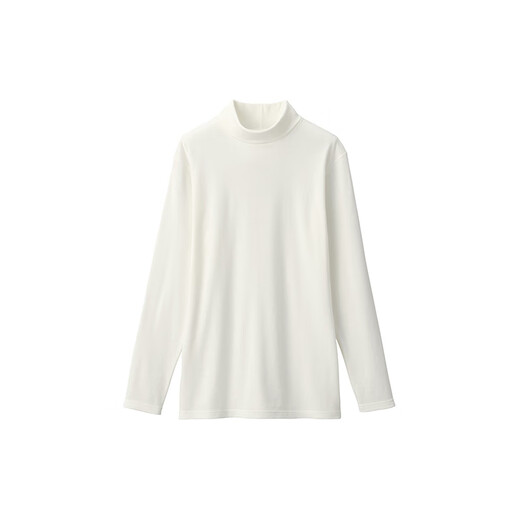 MUJI Women's Thick Cotton High Collar Long Sleeve T-Shirt Tops Bottoming Shirt Women's Style Fall 25 FCD15C5A Off-White M (160/84A)