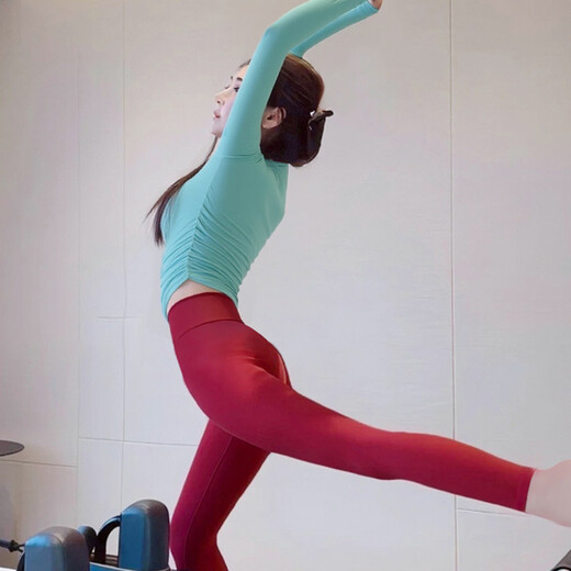 Shuangxiu's particularly fashionable yoga clothes for women, slim high-necked fitness tops, nude Pilates suits, sports long-sleeved autumn and winter grape purple tops S 85-100