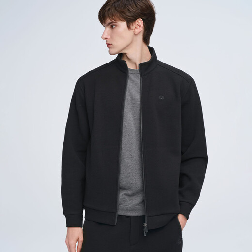 GIOVANNI VALENTINO Autumn and Winter Stand Collar Jacket Men's Casual Wool Business Loose Knitted Jacket Top Black XL