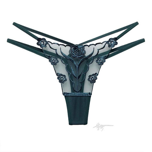 Sexy underwear, sexy vagina open crotch women's thong, can be worn outside, women's open underwear 2 pack dark green white M weight 80-130 Jin Jin equals 0.5 kg