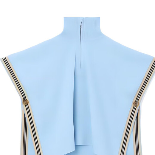 Burberry (BURBERRY) children's clothing FW22 striped trim button half-pull ribbed turtleneck cloak blue children's model blue L