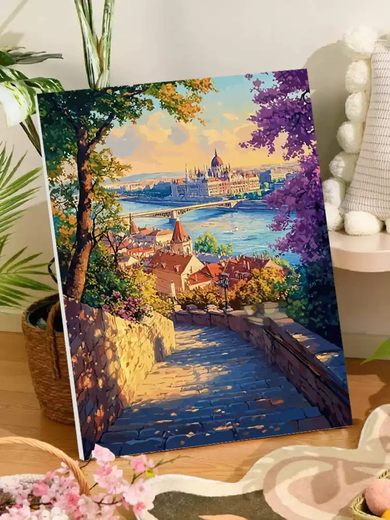 Qilicai City Night Szenerie Digitales Ölmalerei Iy Handmalerei Füllung und Färbung fortschrittlicher Kulissen Höllenniveau Acryl Decorative Painting LL12859 Acrylmalerei + professionelle Öl-Leinwand + mehrere professionelle Gemälde