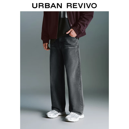 UR2025秋季新款男装时尚潮流复古水洗棉质牛仔长裤UMY850046+ 深灰 31