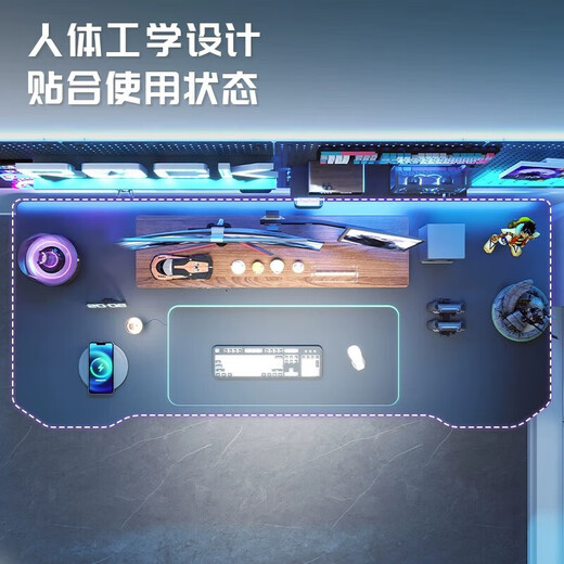 Solid wood core computer desk, gaming desk, workbench, long table, simple desktop computer desk, home desk, top version, extended and widened version丨Cool black 180*70