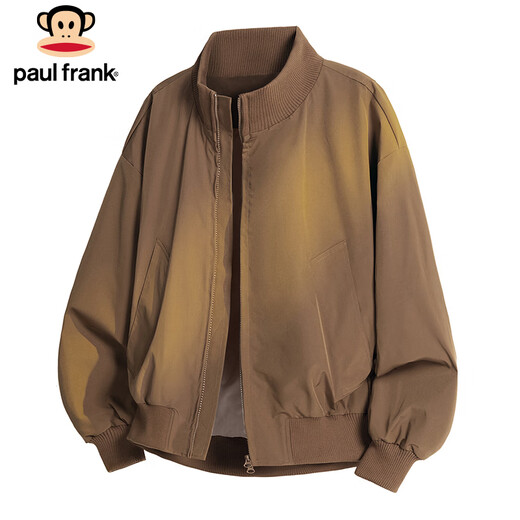 Paul Frank Jacket Men's Autumn and Winter American Flight Jacket Men's Trendy Loose Baseball Jacket Brown XL