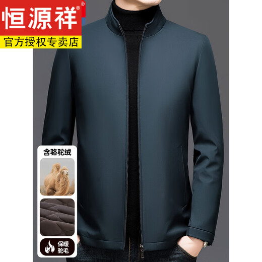Hengyuanxiang autumn and winter middle-aged men's jacket dad thickened cotton top middle-aged and elderly men's warm jacket navy blue M
