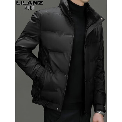 L Lilang's down jacket men's winter stand collar business casual young and middle-aged short lightweight fashionable jacket men's black 2369 3XL