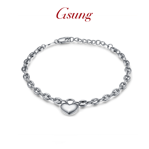 GsunG platinum love bracelet for women PT950 pure platinum love shape pig nose chain as a gift for your girlfriend. Priced by gram. Contact before bidding.