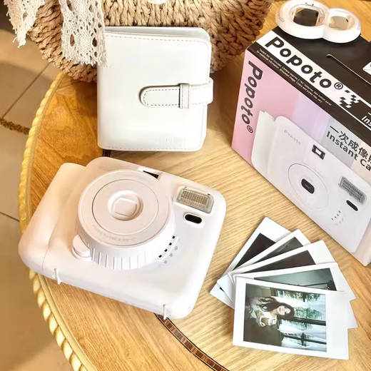 POPOTO instant camera one-time imaging MINI photo paper instant school gift camera commemorative ccd student camera Spring peach powder instant + full accessories + 10 pieces of Fuji mini photo paper