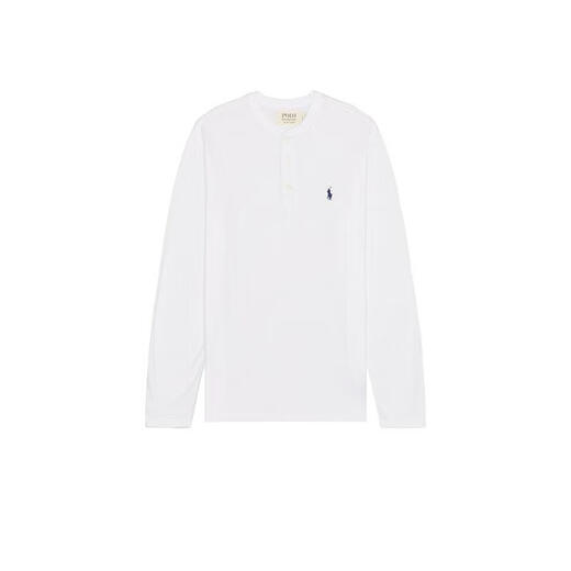 Ralph Lauren pony mark light luxury men's long-sleeved henley sweatshirt White 20 | XXL